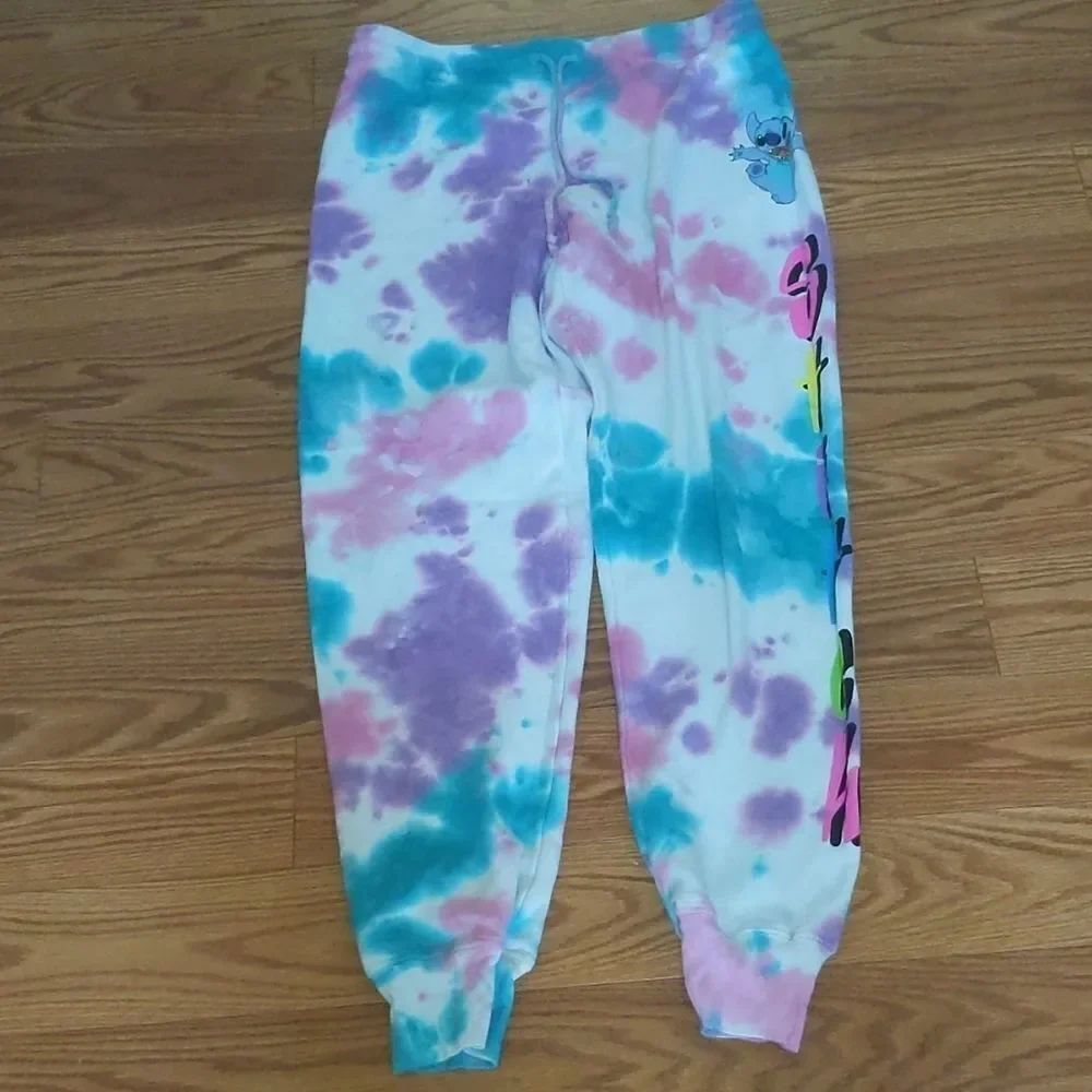 Stitch Disney tie dye sweatpants Sz MEUC